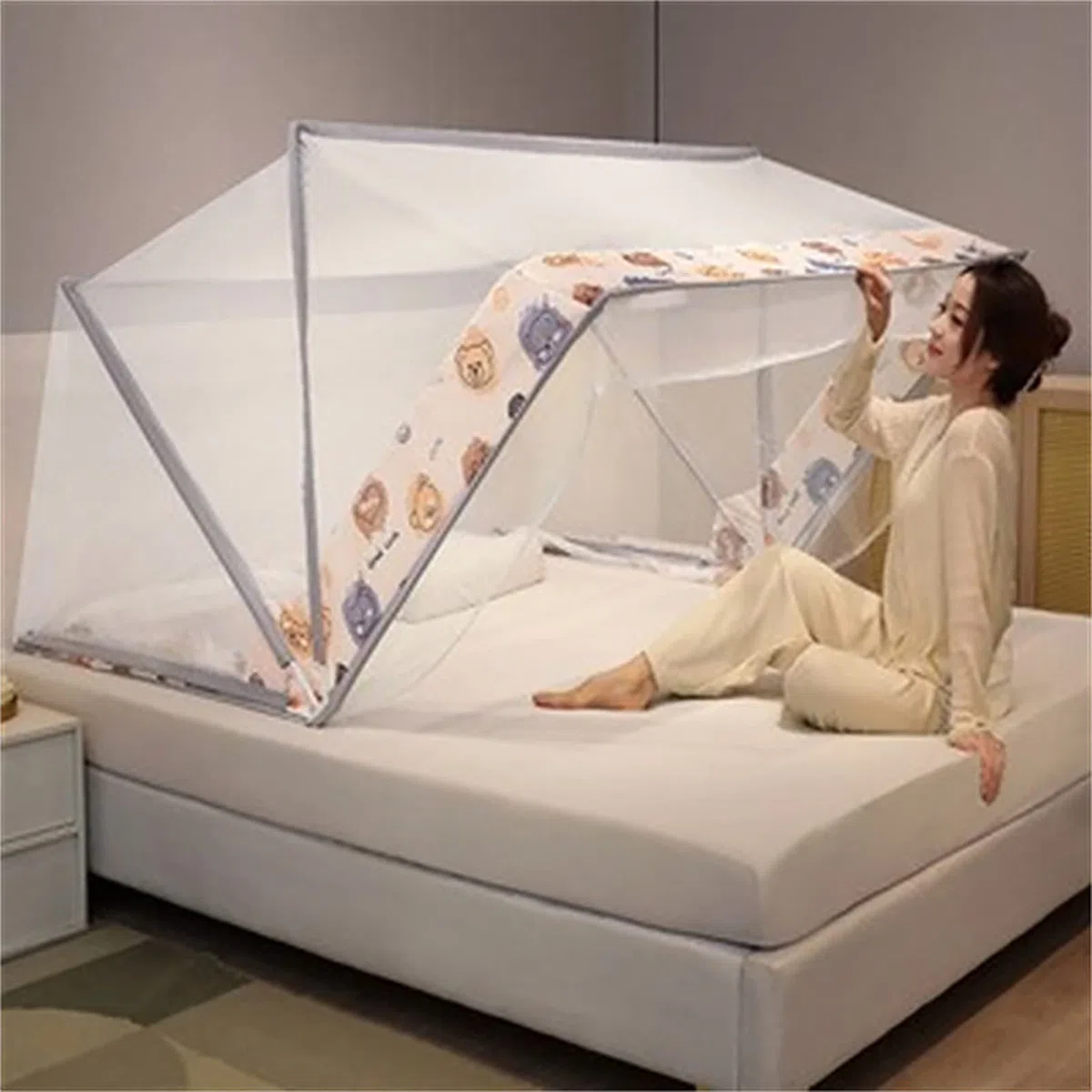 Zanzariera Pieghevole, Zanzariera Pop Up Baldacchino per Letto Tenda da Campeggio Pieghevole per Zanzare Dimensioni Multiple Tende per Tende Pop Up per Letti Camera da Letto all'aperto,D,160x190x80c