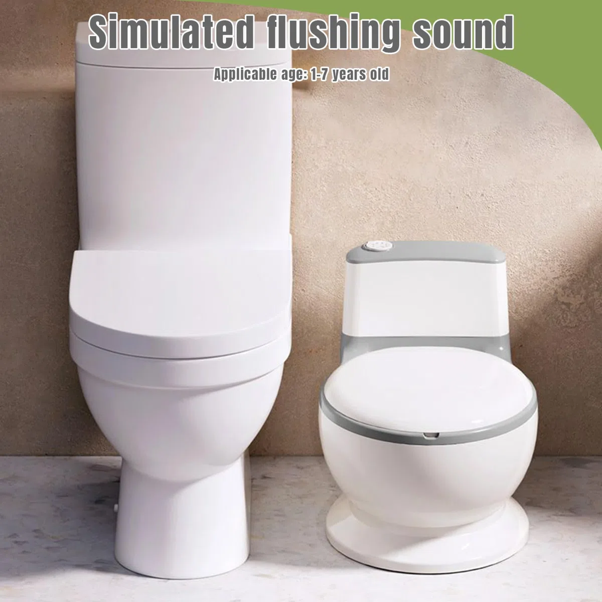 Toilette realistica per usare il vasino per bambini piccoli con suono di scarico, sedile lavabile staccabile e antispruzzo per ragazzi e ragazze, grigio