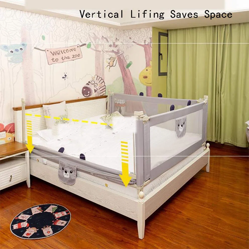Sponde per Letto, sponda di Sicurezza per Letto, Protegge, Sollevamento Verticale con Doppia Chiusura, Realizzata in Rete, Design con Contenitore, Materasso Matrimoniale Queen e King Size, 7
